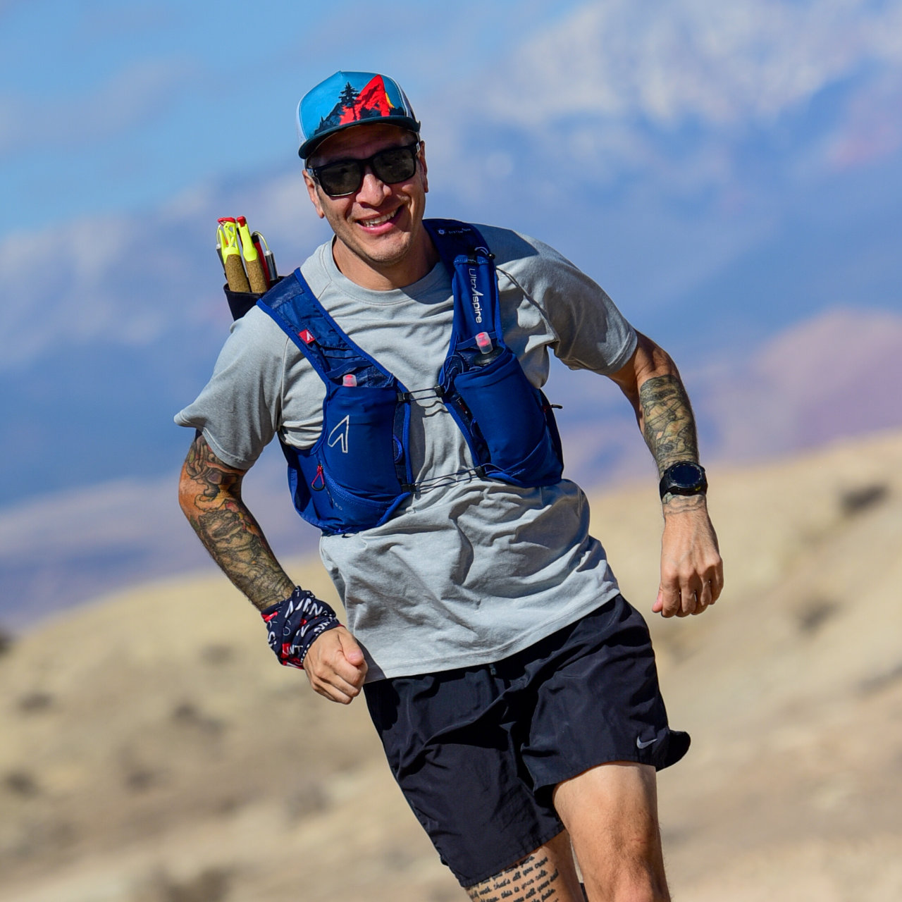 An athlete wearing an Alpha 6.0 Race Vest.